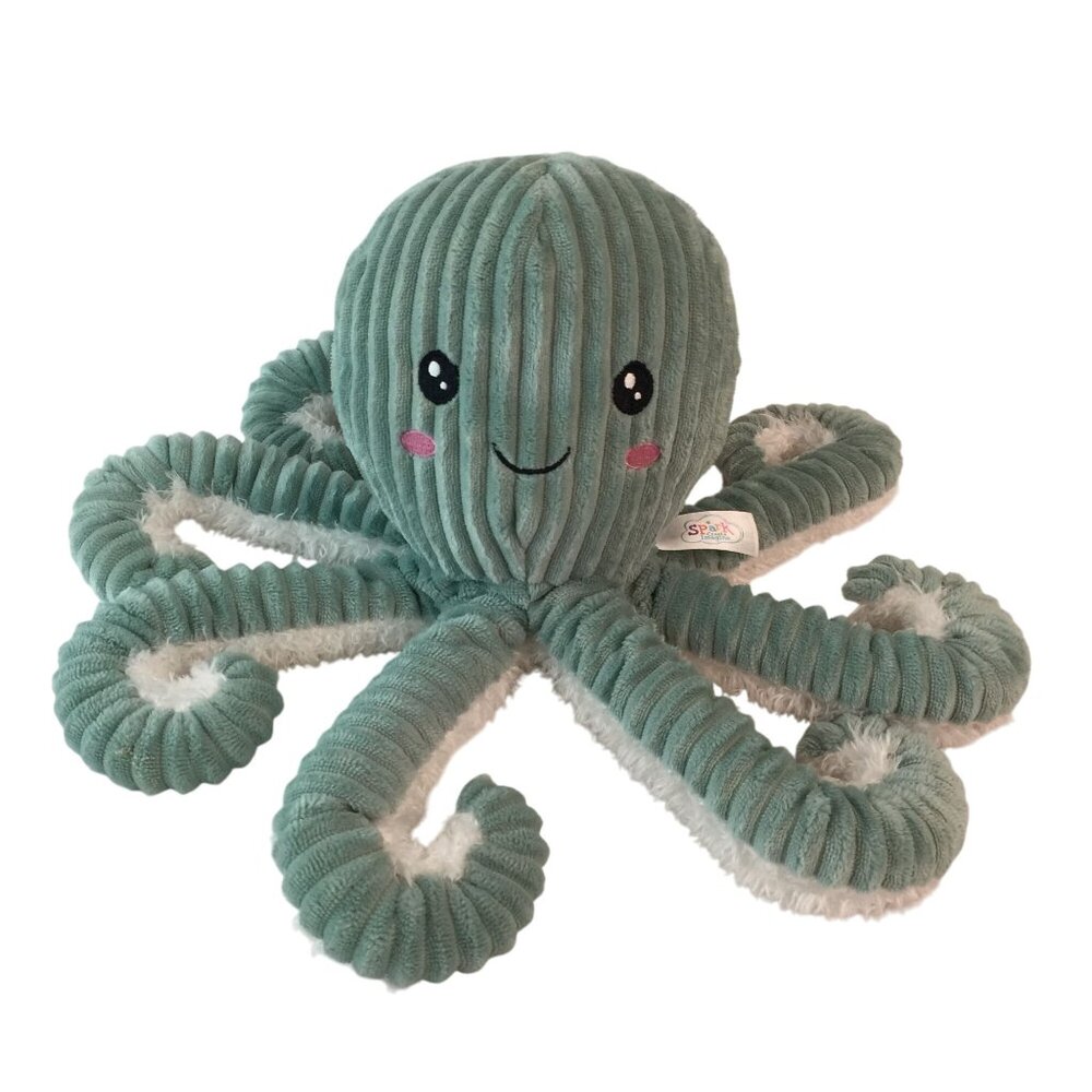 Spark Create Imagine Green Octopus‎ Plush 12" Ribbed Stuffed Animal Toy Rattle
